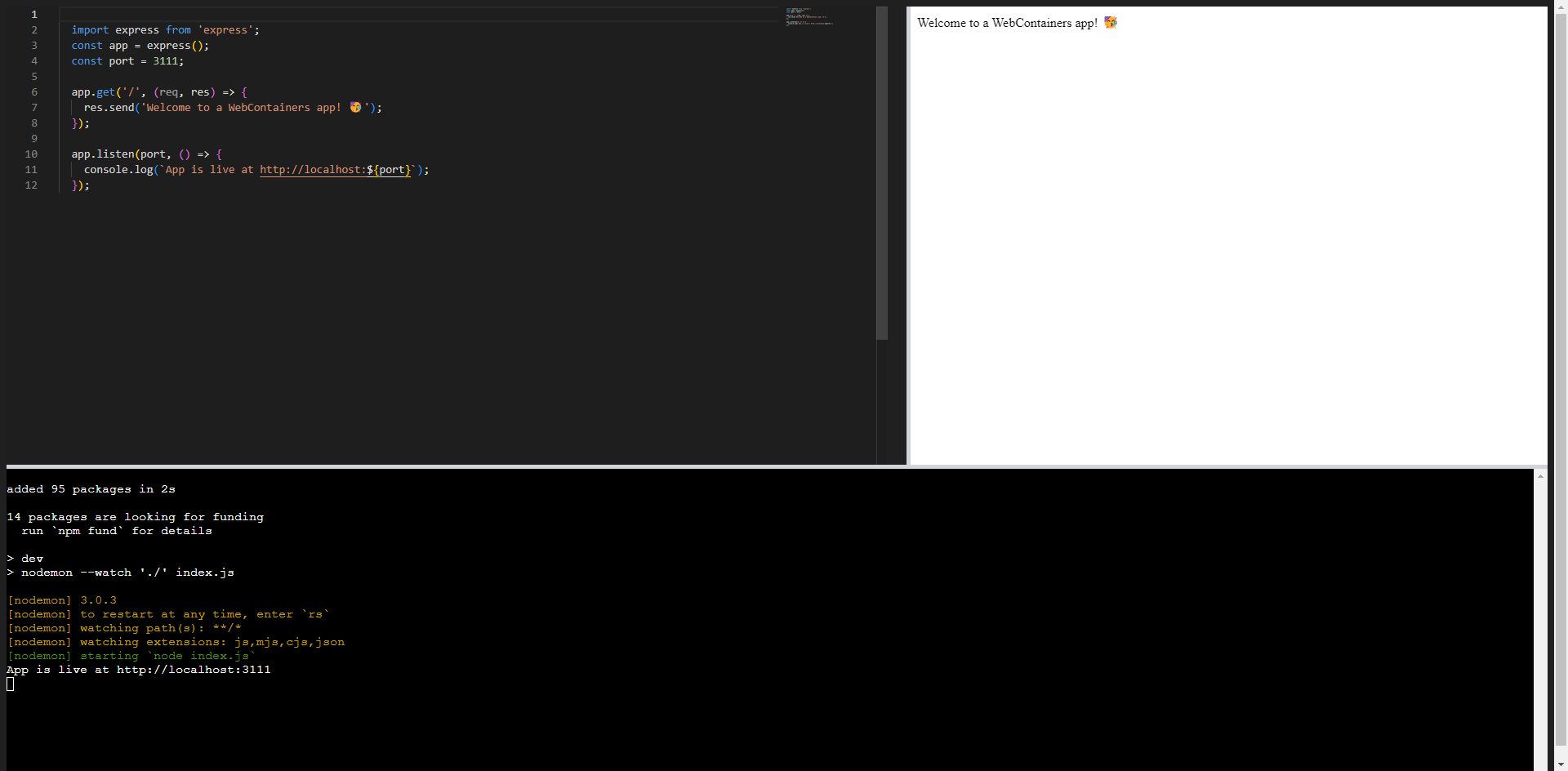 WebContainers App